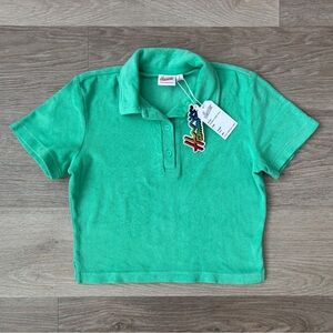 Hammies Mint Green Womens Polo Top Terrycloth Size Large